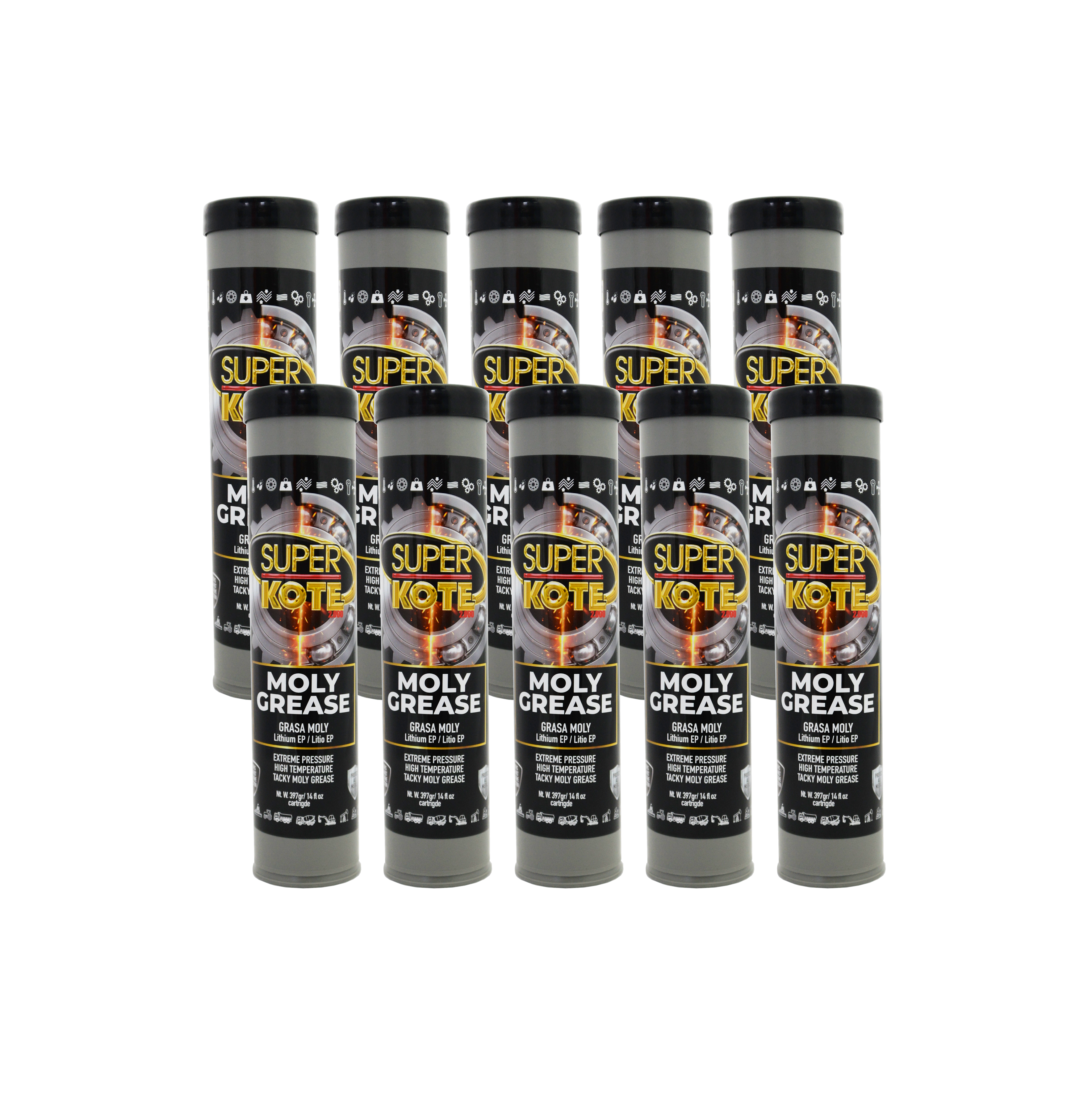 Grasa Moly de Litio EP2 NLGI 2 con 3% Molibdeno – SUPERKOTE 2000  – 397gr x 10 un