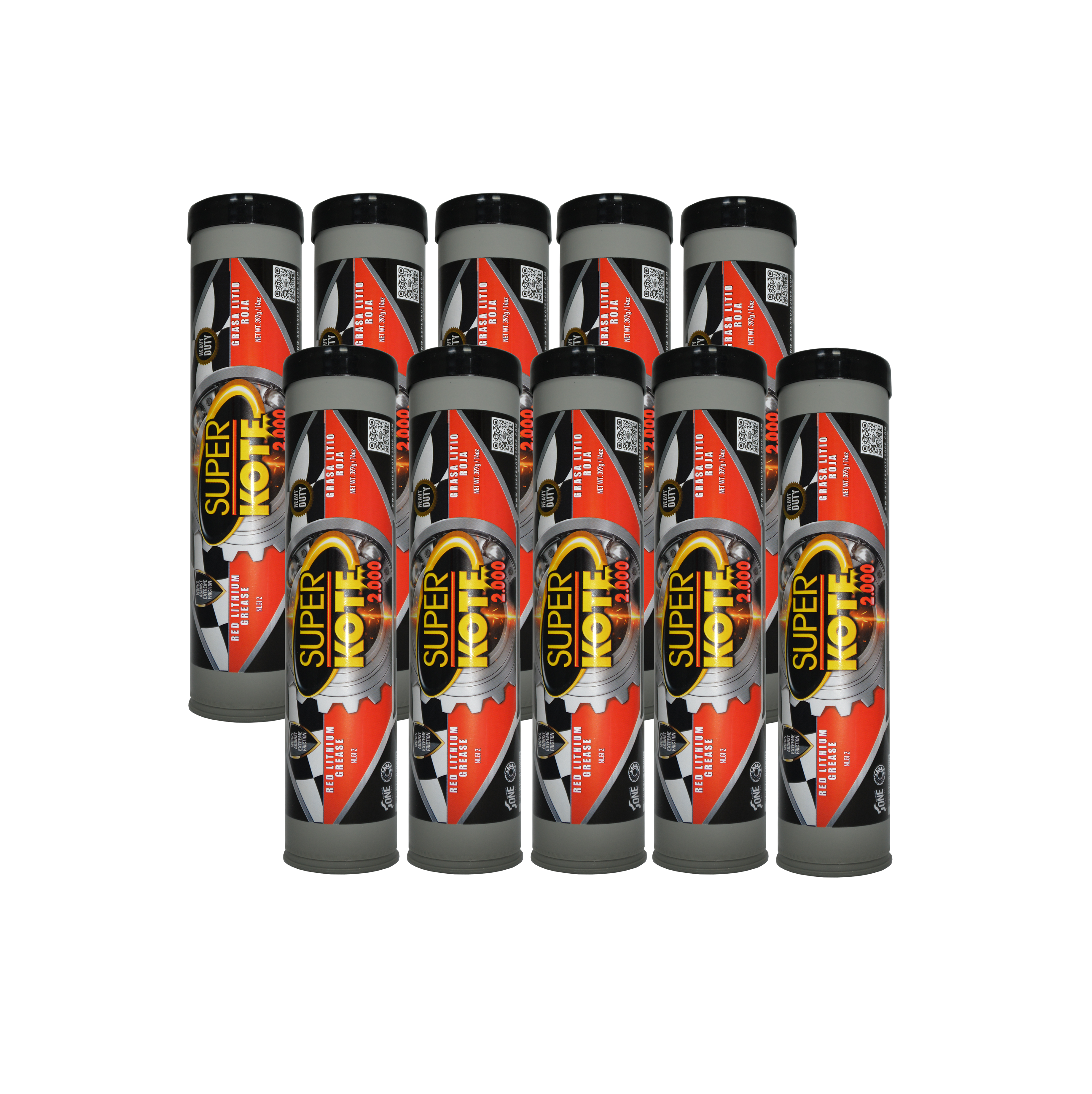Grasa de LitioRoja en Cartuchos  EP2 NLGI 2 – SUPERKOTE 2000 – 397gr x 10un