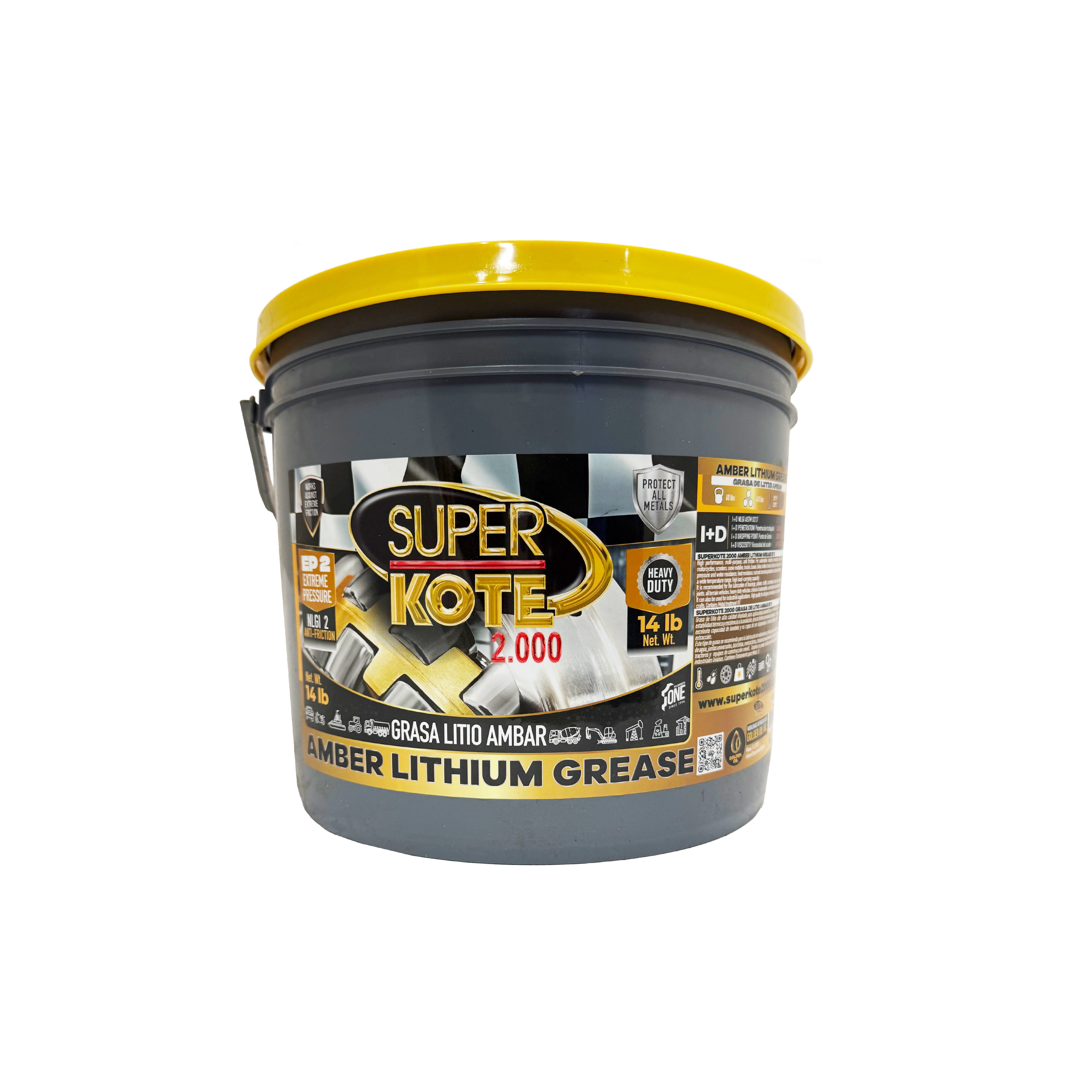 Grasa de Litio Ambar Multiproposito EP2 NLGI 2 – SUPERKOTE 2000 – 14 lb