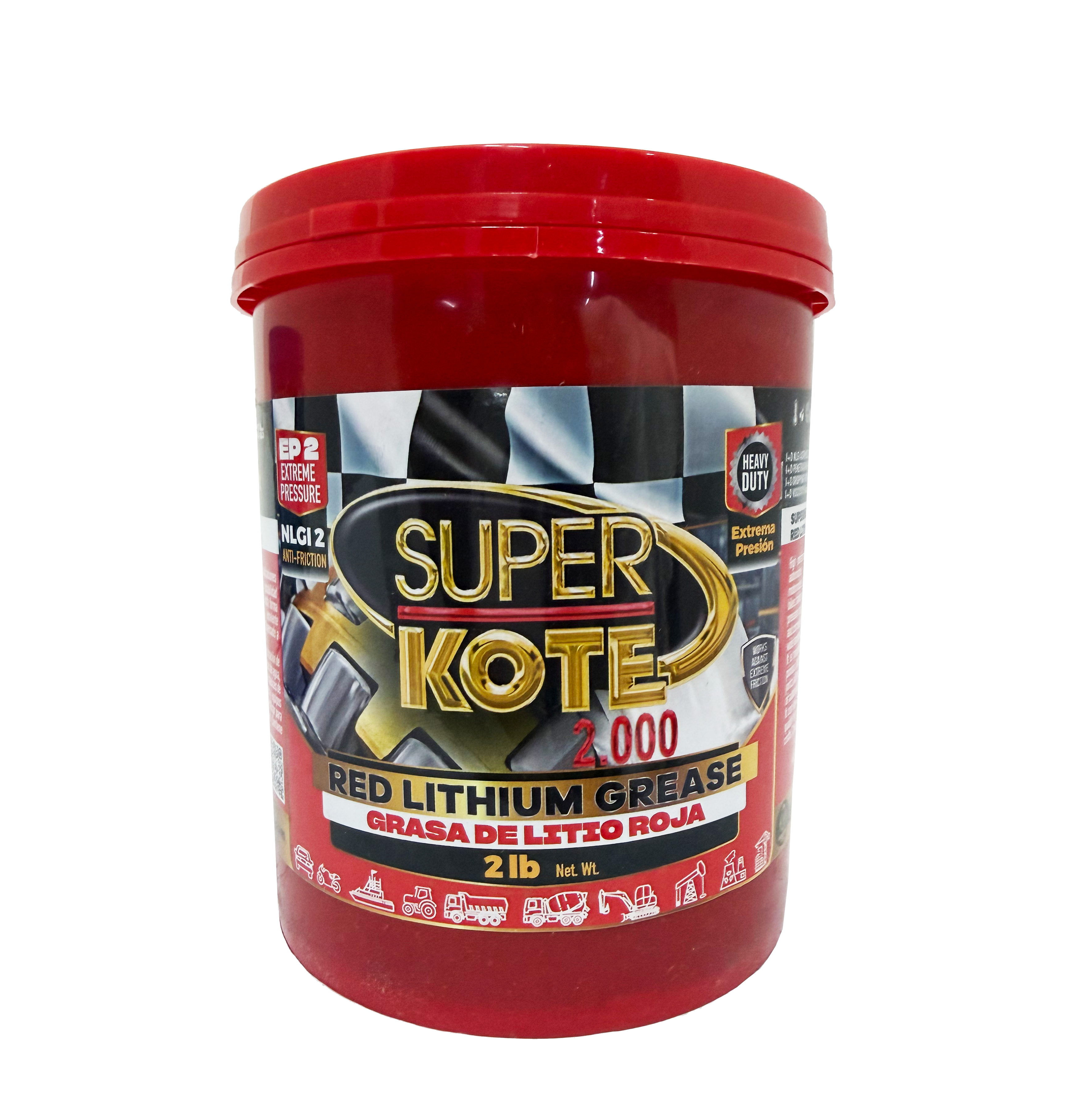 Grasa de Litio Roja EP2 NLGI 2 – SUPERKOTE 2000 – 2 lb