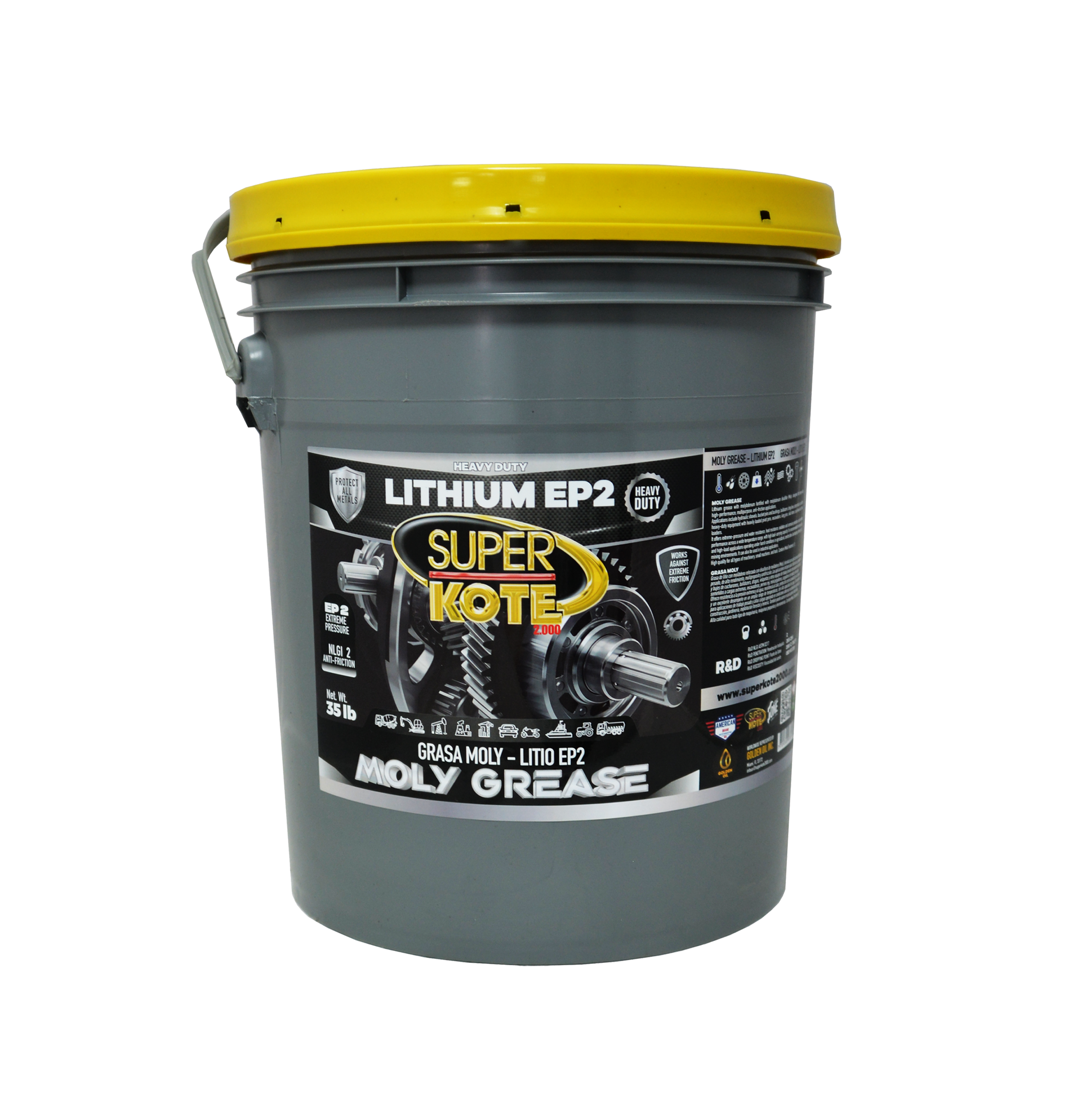 Grasa Moly de Litio EP2 NLGI 2 con 3% Molibdeno – SUPERKOTE 2000 – 35 lb