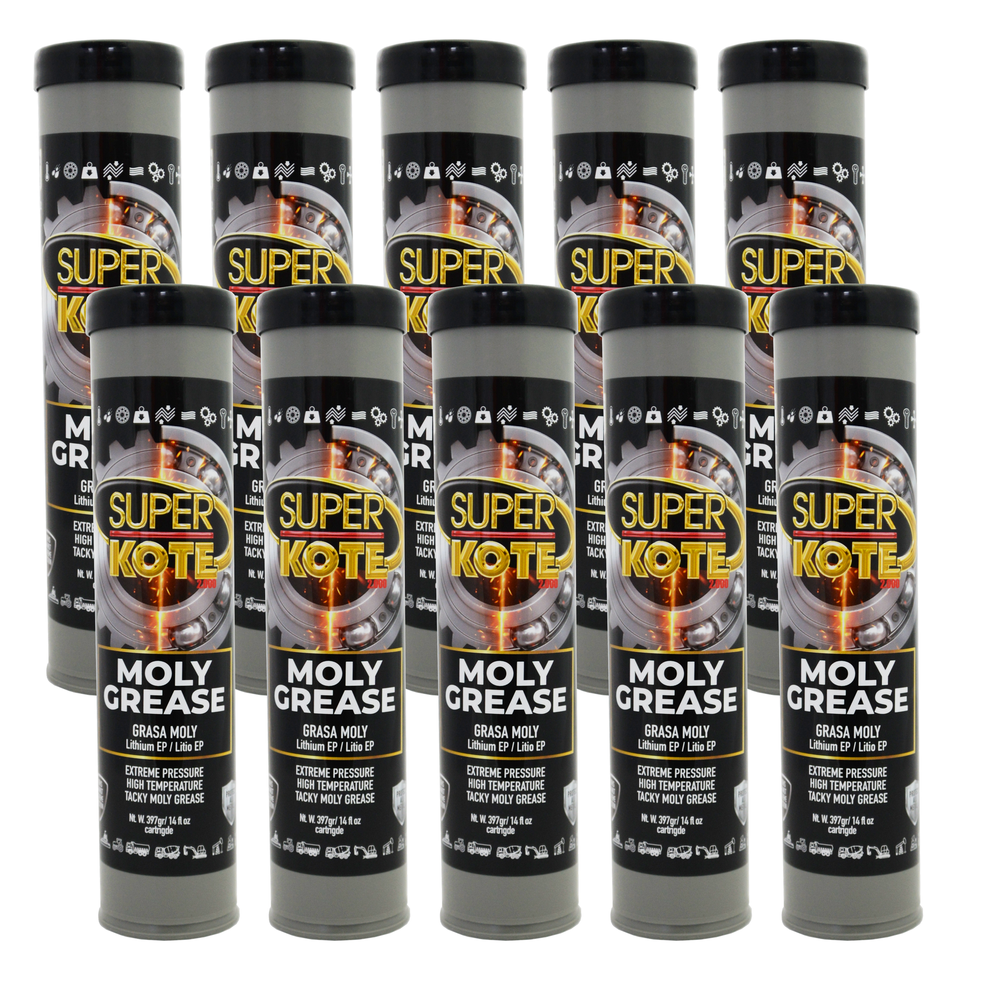 Grasa Moly de Litio EP2 NLGI 2 con 3% Molibdeno – SUPERKOTE 2000  – 397gr x 10 un-2